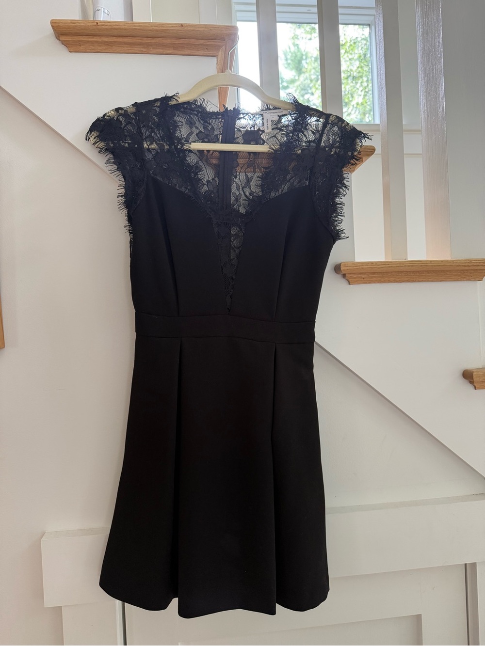 BCBG Generation Black Lace-Trim A-Line Dress